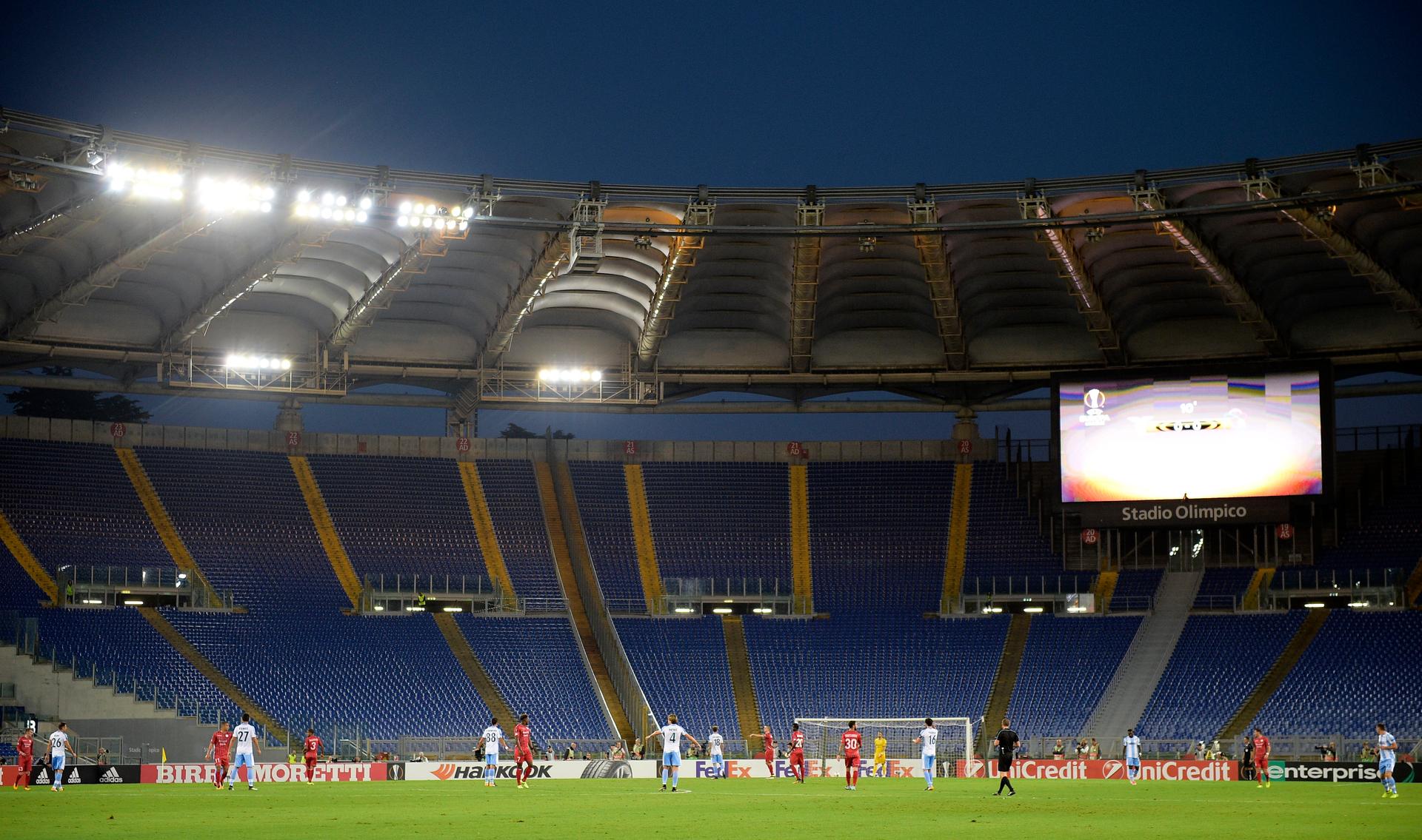 Illustration picture shows Lazio's Stadio Olimpico stadium during a soccer game between Italian club Societa Sportiva Lazio and Belgian team SV Zulte Waregem, in Roma, Italy, Thursday 28 September 2017, the second game of the group stage (Group K) of the UEFA Europa League competition. BELGA PHOTO YORICK JANSENS