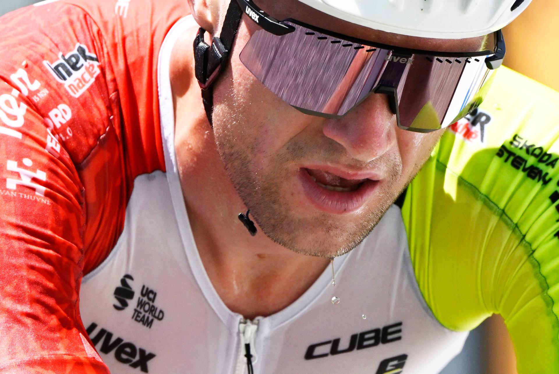 Belgian Laurenz Rex of Intermarche-Wanty pictured at the finish of stage 13 of the 2025 Tour de France cycling race, an 11km individual time trial from Loudenvielle to Peyragudes, on Friday 18 July 2025 in France. The 112th edition of the Tour de France starts on Saturday 5 July in Lille, France, and will finish in Paris, France on the 27th of July. BELGA PHOTO JASPER JACOBS