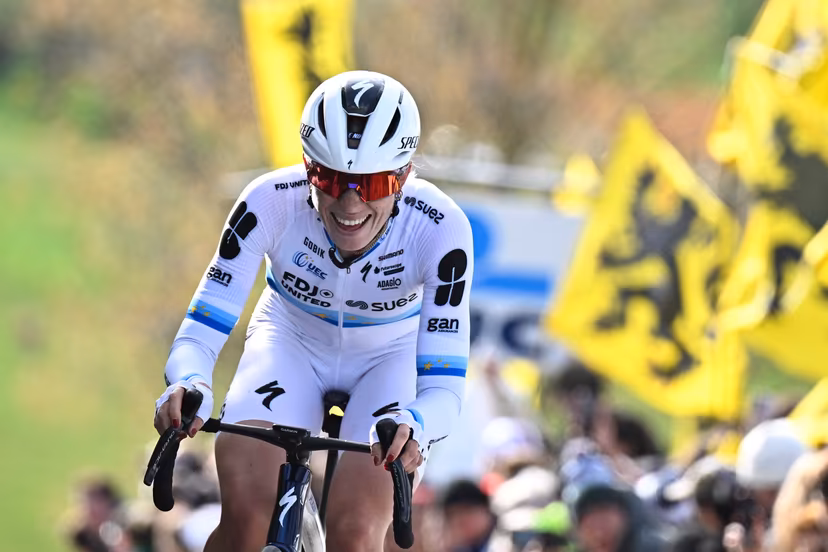 Dutch Demi Vollering of FDJ United-Suez pictured in action during the women's race of the 'Ronde van Vlaanderen/ Tour des Flandres/ Tour of Flanders' UCI WorldTour one day cycling race, 164,1 km with start and finish in Oudenaarde, Sunday 05 April 2026. BELGA PHOTO JASPER JACOBS