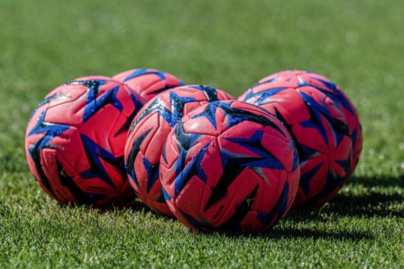 Football balls are pictured at the Robert Louis-Dreyfus Training Centre, in northern Marseille on August 19, 2026. Miguel MEDINA / AFP
