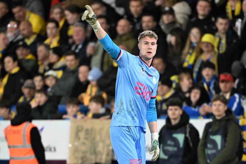 Beveren's goalkeeper Beau Reus is pictured during a soccer game between SK Beveren and RWDM Brussels, Wednesday 11 March 2026 in Beveren, on day 29 of the 2025-2026 'Challenger Pro League' 1B second division of the Belgian championship. BELGA PHOTO MAARTEN STRAETEMANS