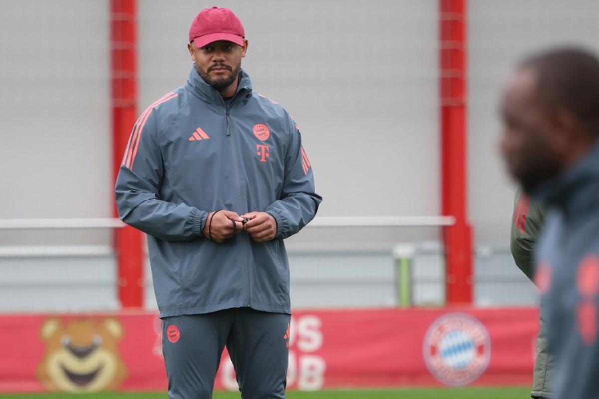Bayern Munich's Belgian head coach Vincent Kompany oversees a training session on April 14, 2026 in Munich, southern Germany, on the eve of the UEFA Champions League quarter-final second leg football match between FC Bayern Munich and Real Madrid. Karl-Josef HILDENBRAND / AFP
